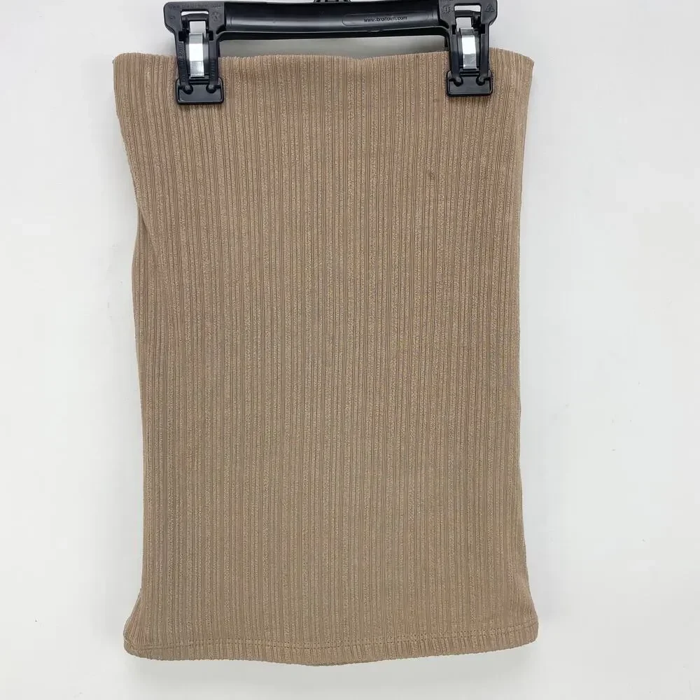 Naked Wardrobe Womens Ruched Mini Skirt XS Tan Pull On NWOT